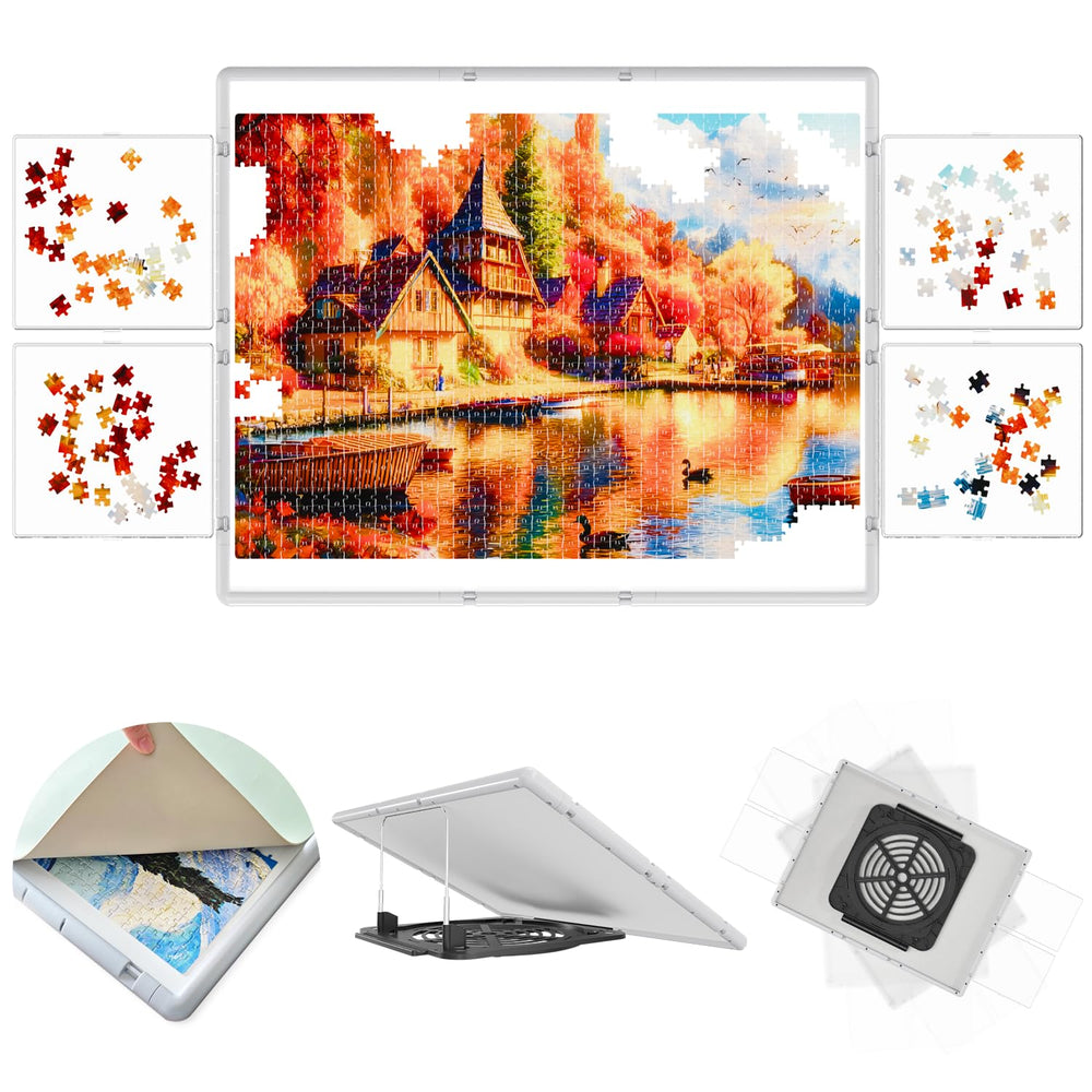 BJPuzT 1500-piece puzzle board with rotation for easy rearrangement.