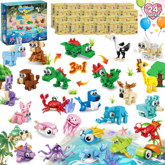 Bklved 24-pack animals party favors with colorful mini figures for kids' play and gift bags