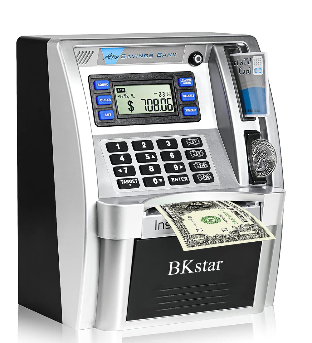 BKstar Kids Talking ATM Piggy Bank with voice prompts for saving.