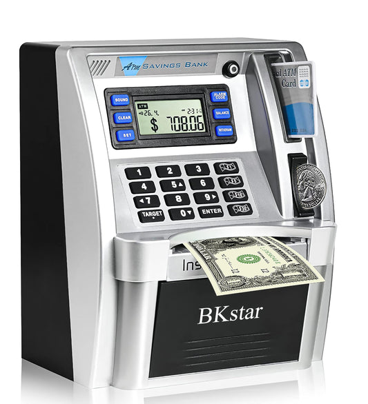 BKstar Kids Talking ATM Piggy Bank with voice prompts for saving.
