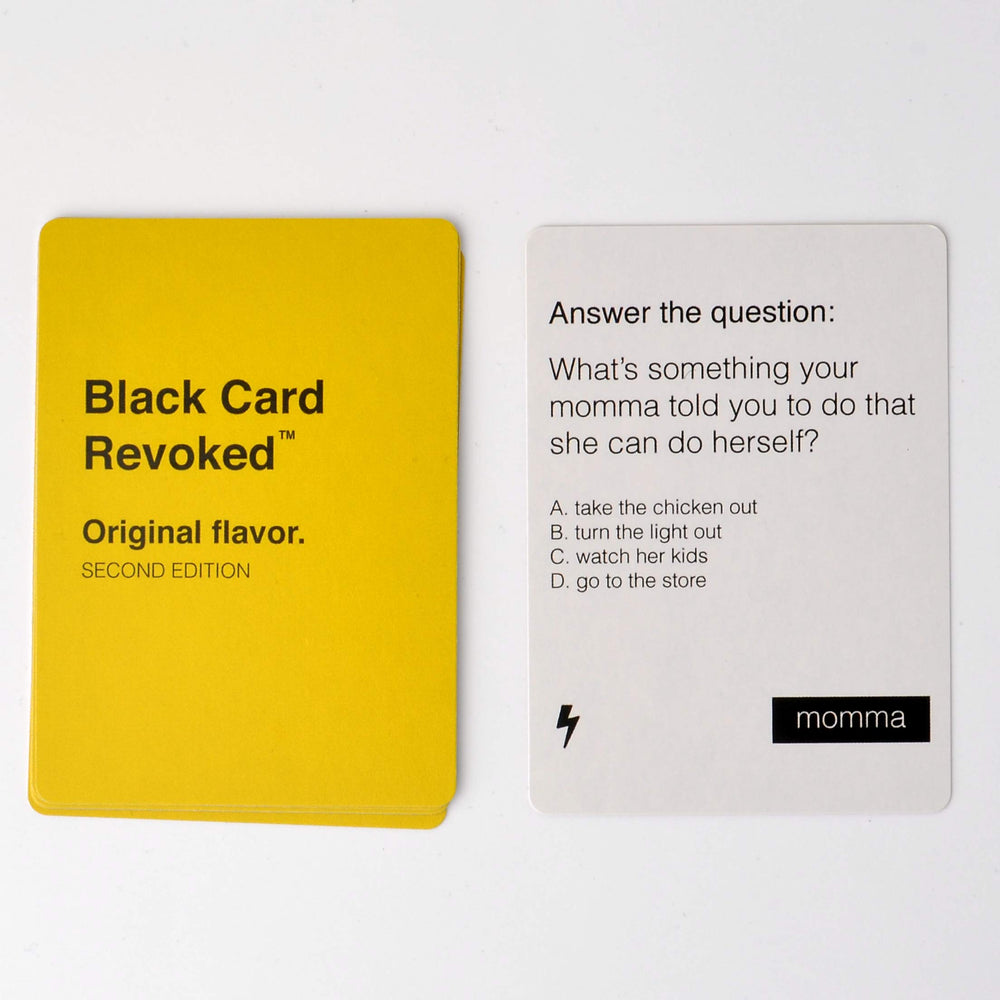Black Card Revoked majority rules cards spark group choices.