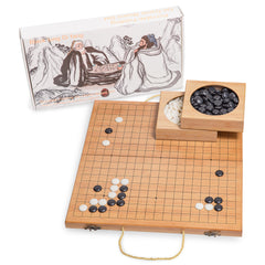 Black Long Di Fang 19x19 folding Go board opened for travel-friendly play.