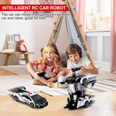 Blackma remote control car transforming into a robot for interactive play.