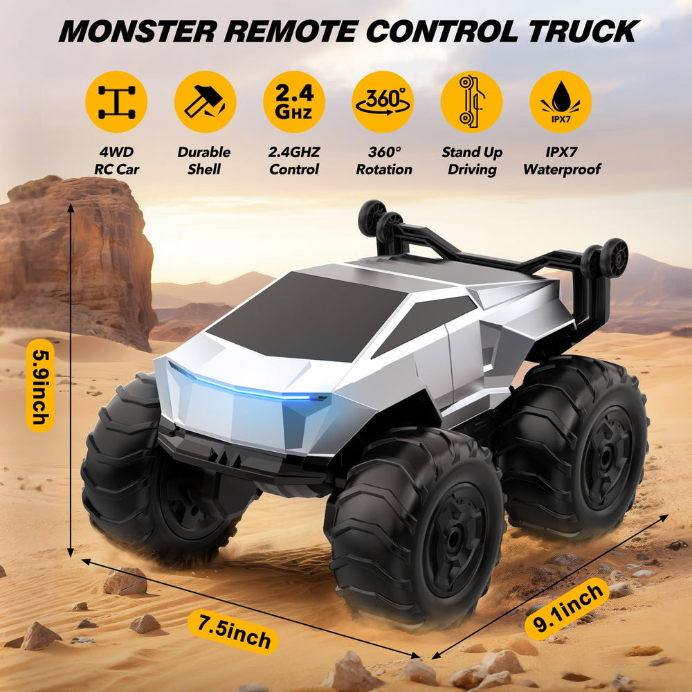 Blasland RC monster truck conquers sand, rocks, and pavement on all terrains
