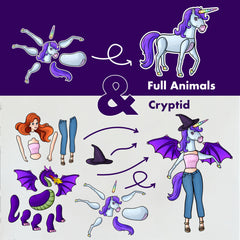 BLASTFORCRAFTS interchangeable pieces for mix-and-match cryptids.