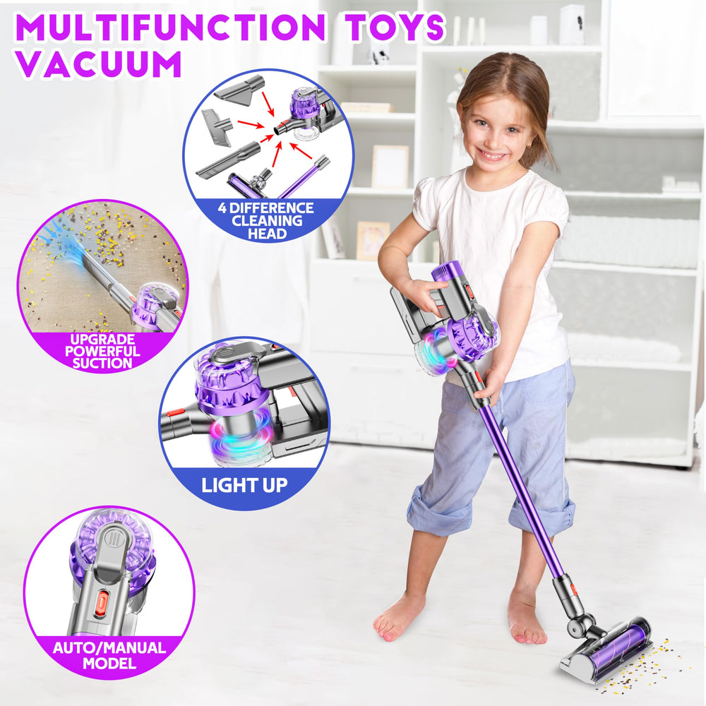 BLAXTEM vacuum toy showing auto and manual modes for flexible pretend cleaning