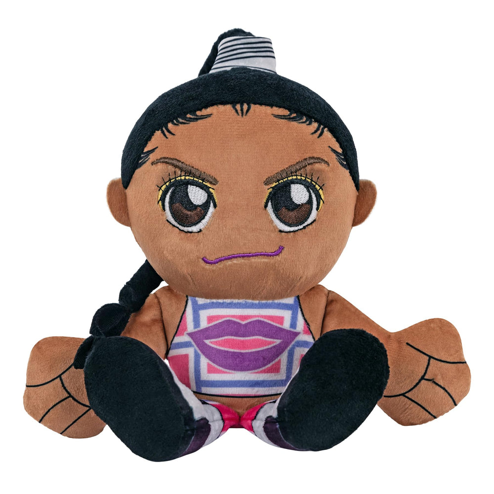Bleacher Creatures Bianca Belair 8in Kuricha plush face detail for display and cuddle.