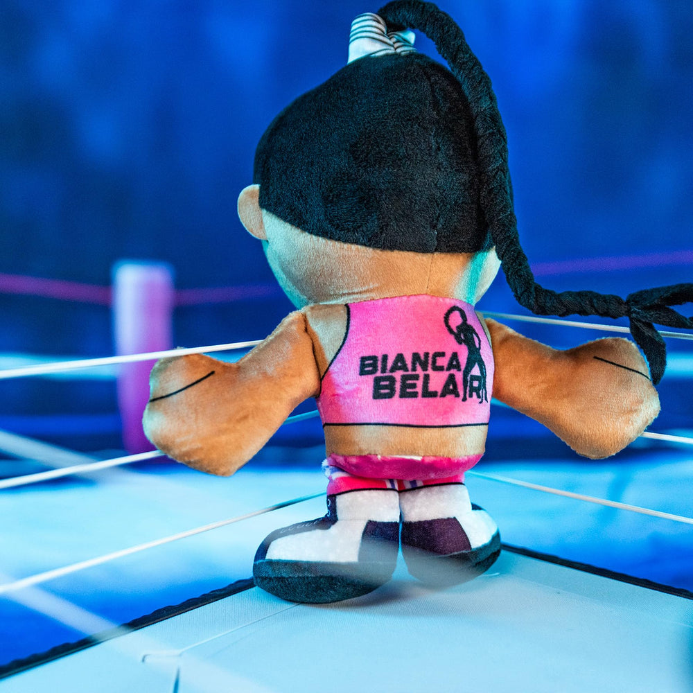 Bleacher Creatures Bianca Belair 8in Kuricha plush detailed stitching and features.