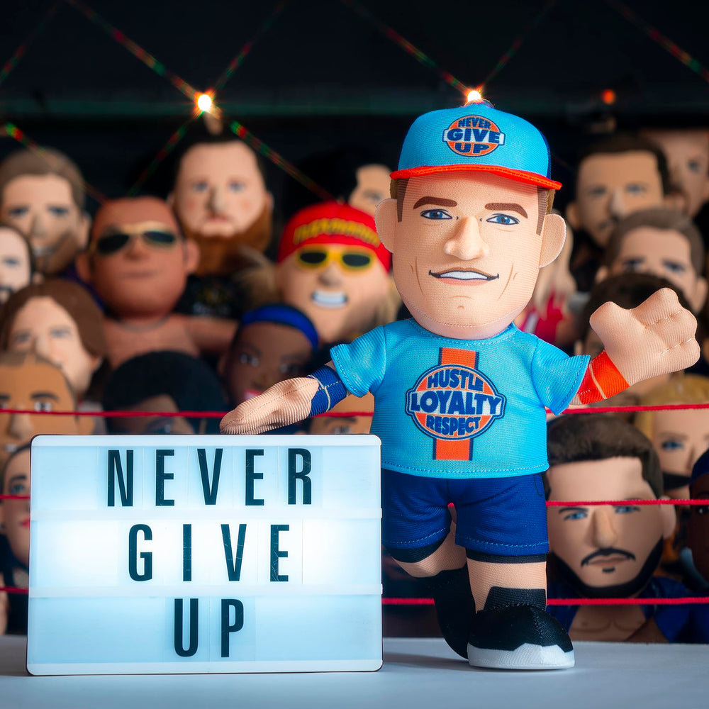 Bleacher Creatures John Cena 10-inch plush, side view, great for action poses and shelf display.
