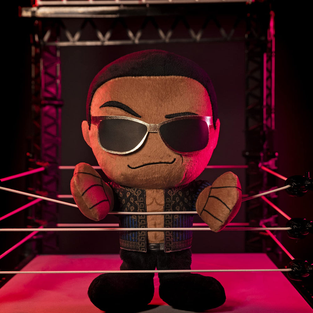 Bleacher Creatures WWE Old School Rock Kuricha plush action pose for display and play.