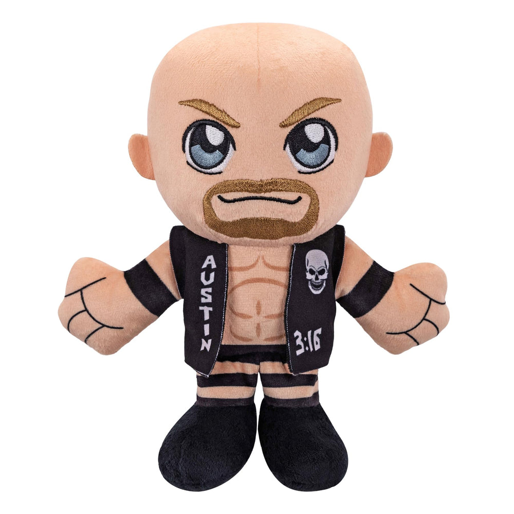 Bleacher Creatures Stone Cold Steve Austin plush close-up shows soft fabric texture for cozy hugs