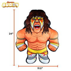 Bleacher Creatures WWE Ultimate Warrior 24-inch Bleacher Buddy, back view, shows durable stitching.