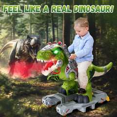BLF FUN Dinosaur Ride On Toy Car, digital panel highlight, nursery rhymes and dinosaur sounds.