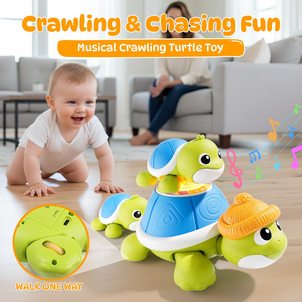 BLF FUN turtle toy shows lights and music to soothe babies during tummy time