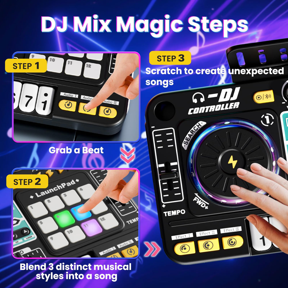 BLF FUN Toddlers DJ Mixer Toys microphone enables singing along.