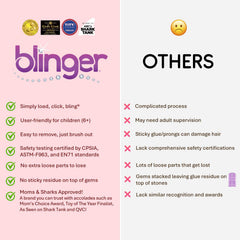 Blinger gems with hair-friendly adhesive stay put and brush out cleanly.