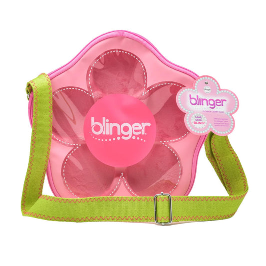 blinger Flower Carry Case front view showing the flower design and on-the-go organization