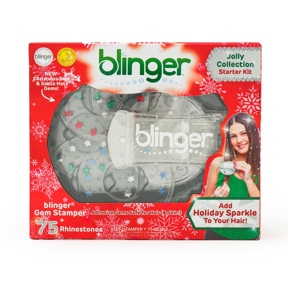 Close-up of Christmas gem discs for Blinger stamper