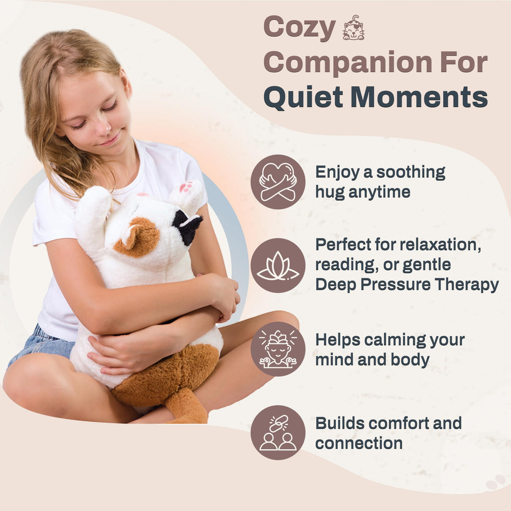 Bliss World calico cat bedtime scene for soothing routines.