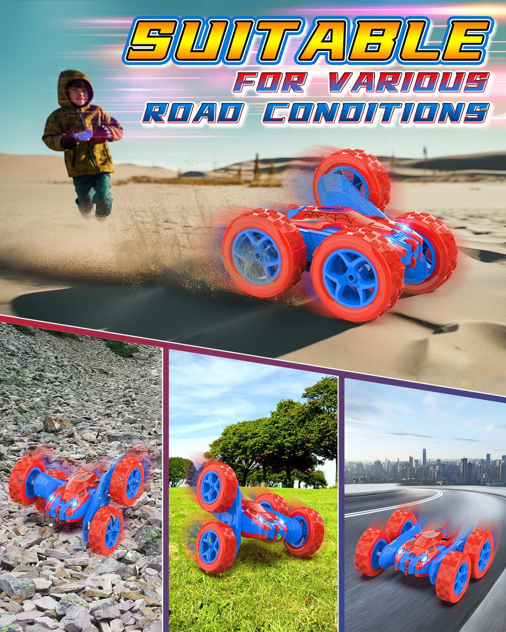 Blissbud Spider RC Car battery compartment indicates dual rechargeable power