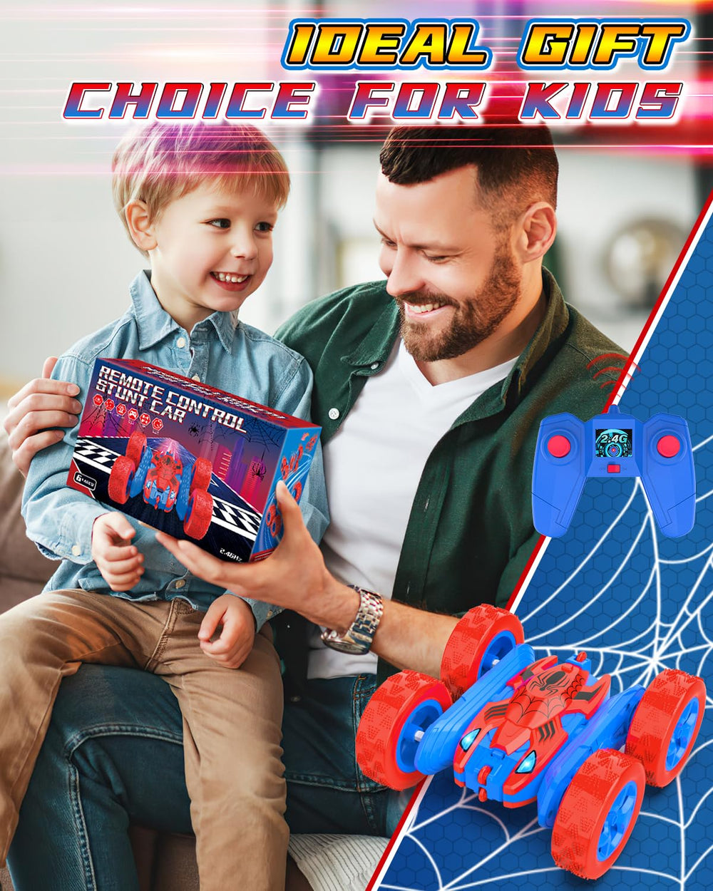 Blissbud Spider RC Car in indoor use on carpet shows versatility