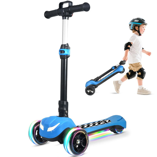 BLISSRIDE kids scooter with three-wheel LED wheels for visibility.