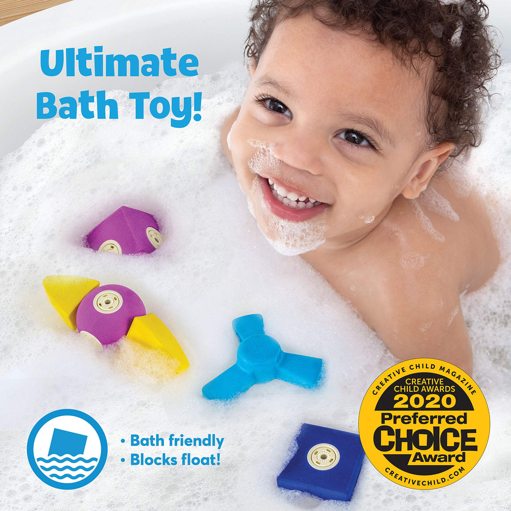 Blockaroo floating building blocks spark imaginative play after bath time.