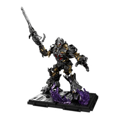 Blokees Megatron figure on a display stand for shelf-worthy presentation.