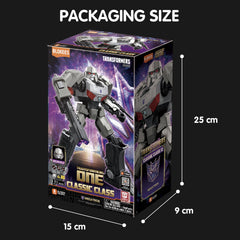 Blokees Megatron with LED eyes and chest lights for dramatic display.