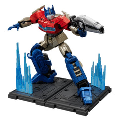 BLOKEES Optimus Prime LED chest glow enhances cinematic shelf lighting.