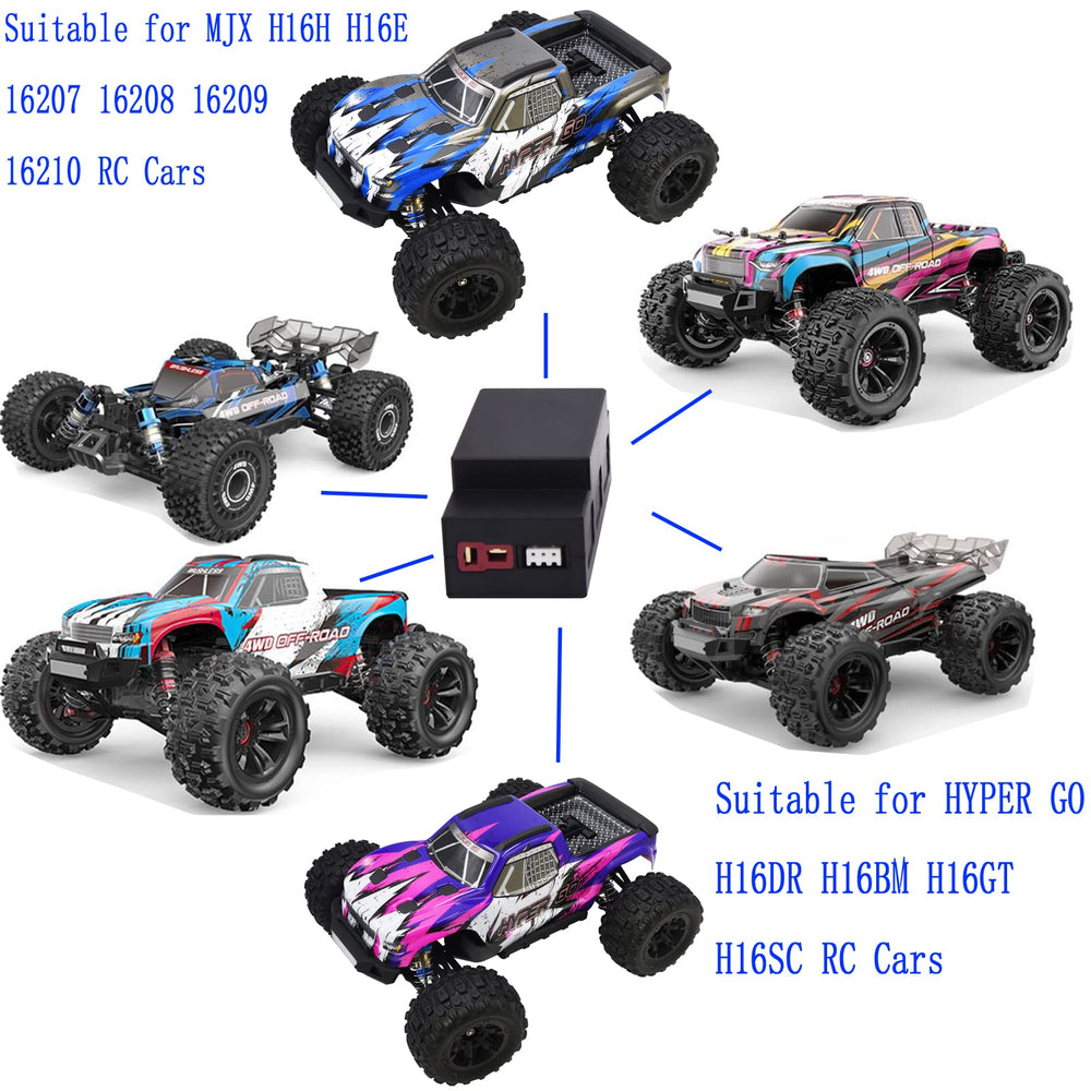 Blomiky 7.4V 1050mAh battery for H16BM, top view, reliable power for RC trucks.