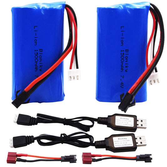 Blomiky SM-2P 7.4V 1500mAh battery compact front view for RC toys.