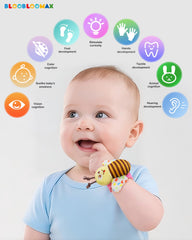 BLOOBLOOMAX baby in stroller playing—portable toys for stroller or car seat time.