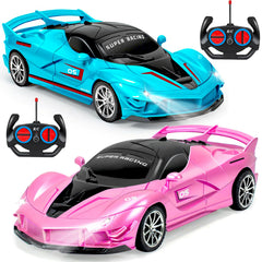 Bloolilies 2-pack remote control cars in pink and blue for kids' playtime