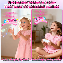 Bloolilies mini flying unicorn with LED glow for kid-friendly nighttime play.