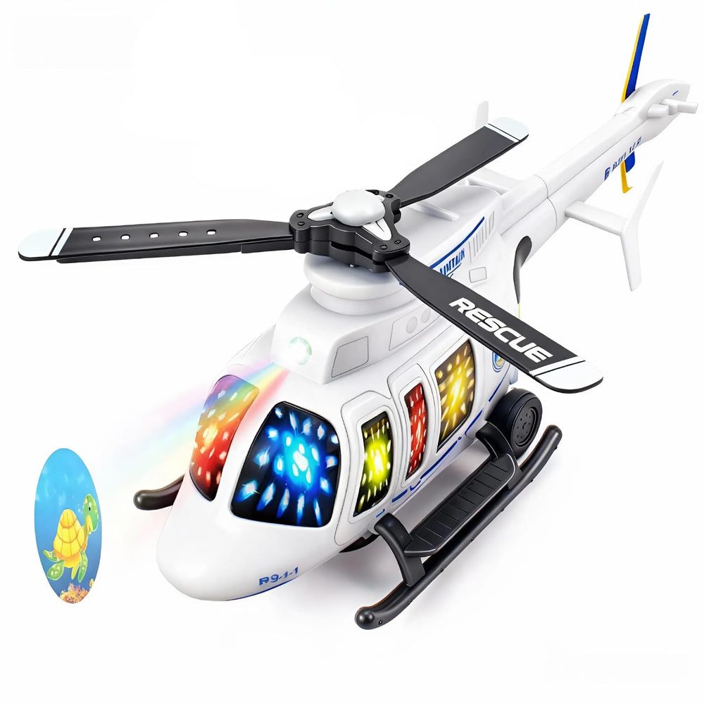 Bloolilies Police Helicopter front view with flashing lights to spark sensory play.