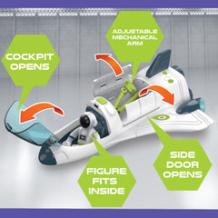BLOONSY Space Shuttle Toy mechanical arm enhances space mission storytelling.