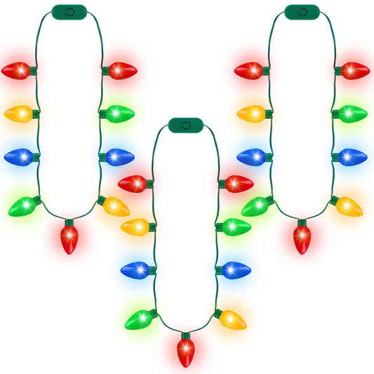 Blowata 9PCS Christmas Light Necklace with multi-color LEDs for festive wear