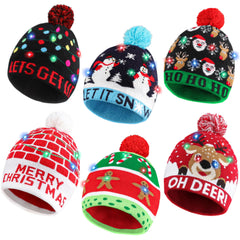 Blowata light-up Christmas knit beanie with colorful LEDs for festive ambiance.