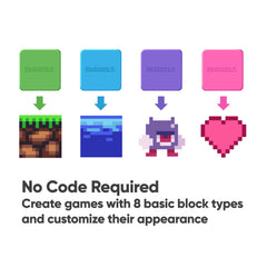 Bloxels app screen demonstrates character bringing-life feature.