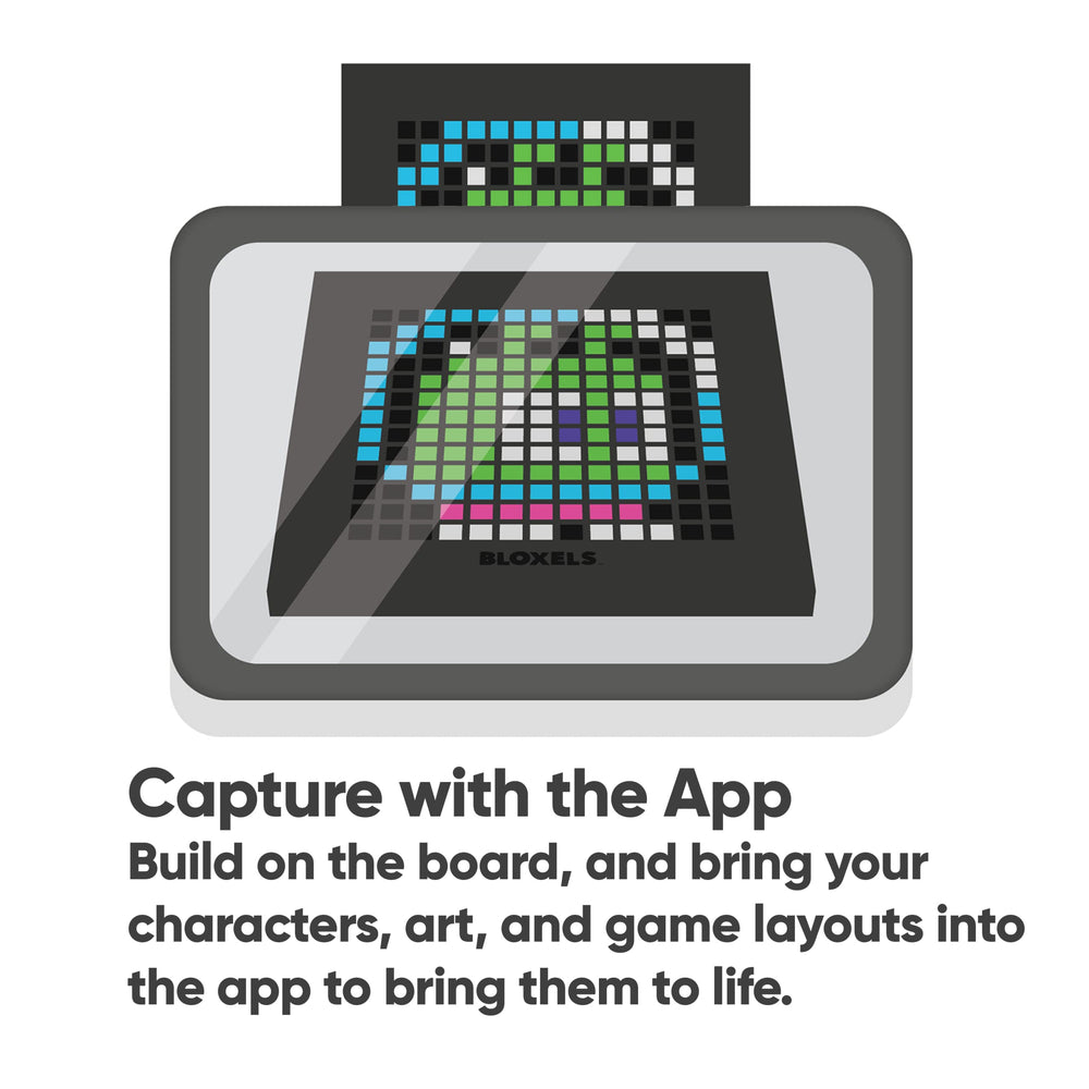 Bloxels game layouts showcase eight block types in action.