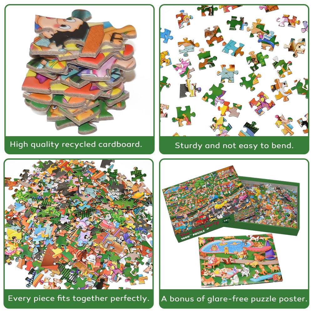 Blppldyci Dog Party puzzle in-progress scene supports mindful focus