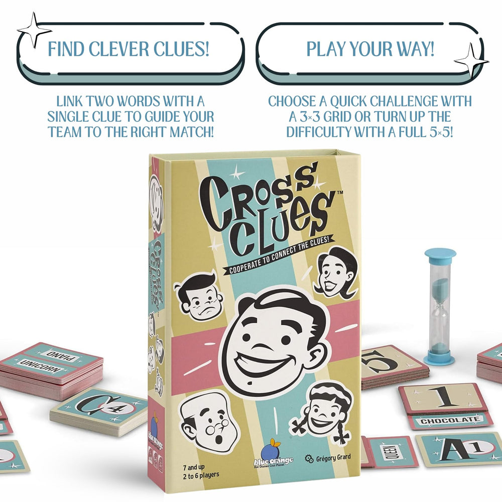 Blue Orange Cross Clues players collaborate to fill the grid.