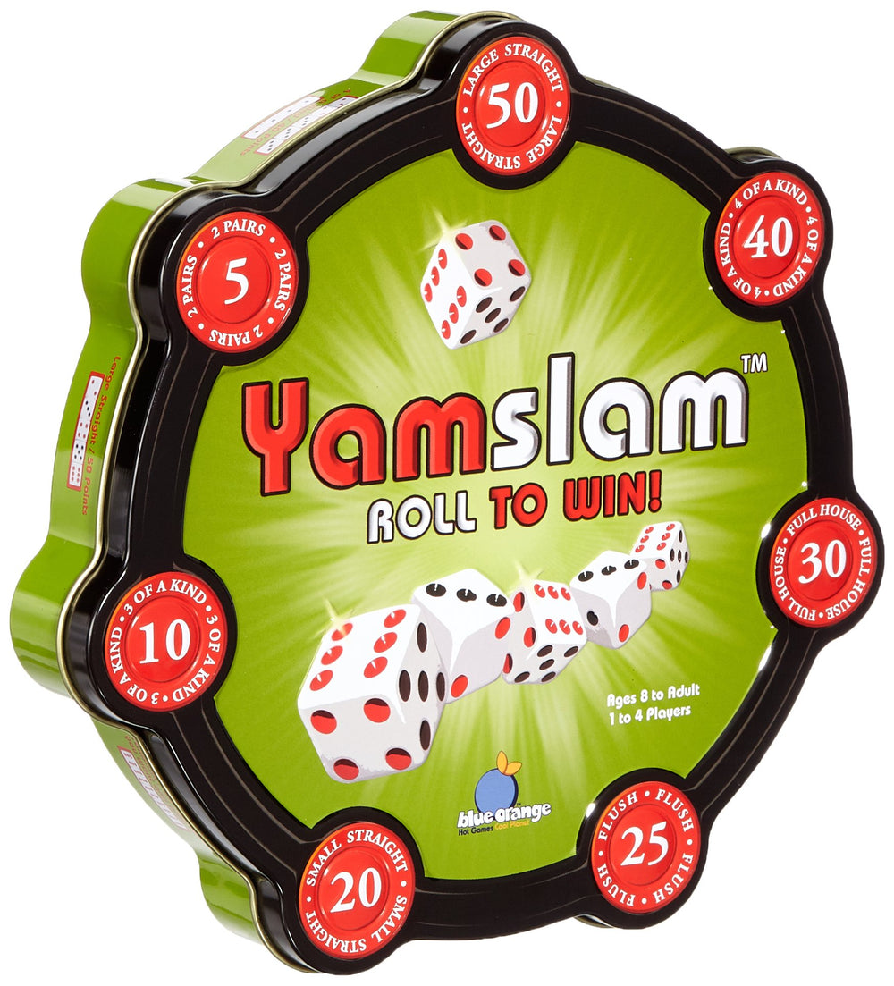 Blue Orange Yamslam dice roll visual for family game night