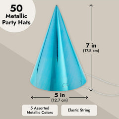 Blue Panda metallic cone silver hat, great for both adults and kids.