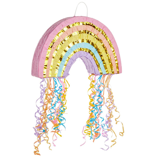 Blue Panda Rainbow Pinata pull-string small for party fun and easy interaction