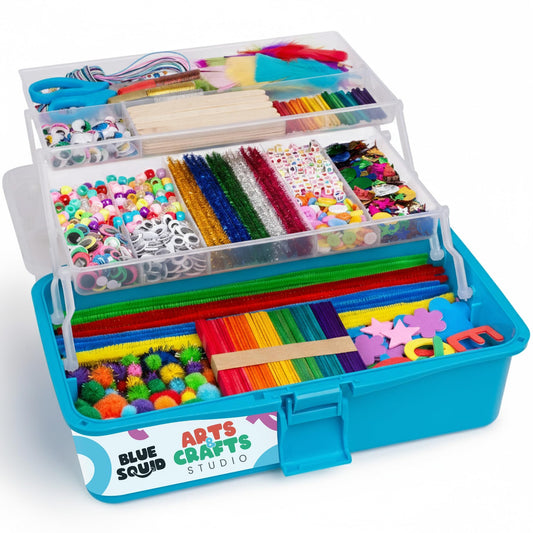Blue Squid Arts Box overview showing organized craft system for quick access