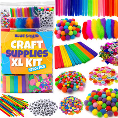Blue Squid craft kit box open showing 1750 pieces for imaginative play