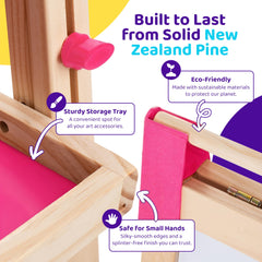 Blue Squid wooden construction provides sturdy, safe art time