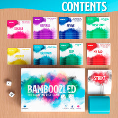 Blue Wasatch Games Bamboozled colorful artwork stored neatly in tin.